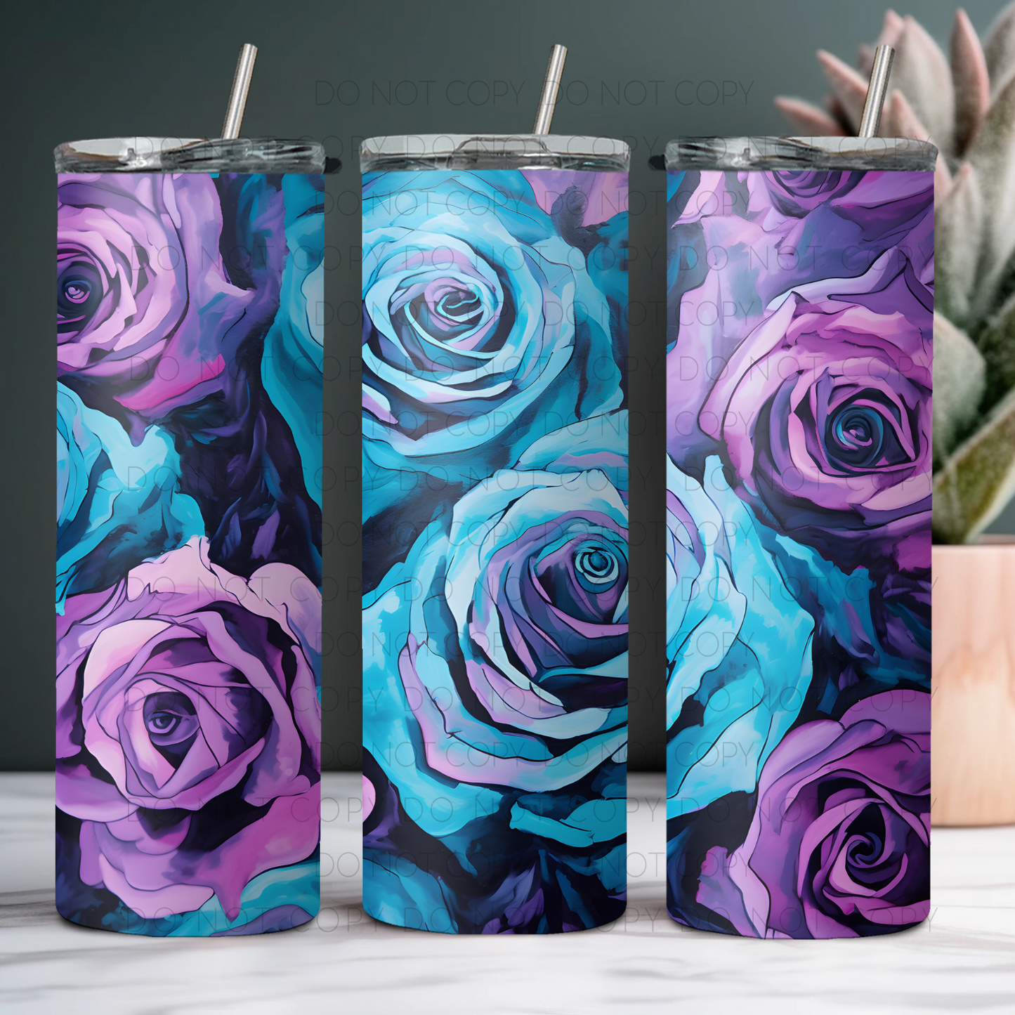 Blue And Purple Roses 20oz Tumbler