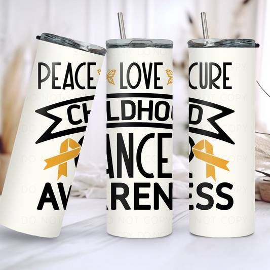Peace Love Cure (White) 20oz Tumbler
