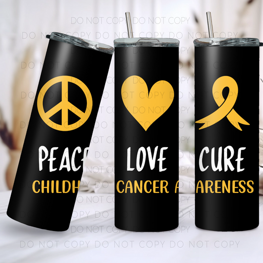 Peace Love Cure (Black) 20oz Tumbler