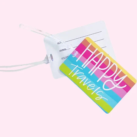 HAPPY TRAVELS LUGGAGE TAG